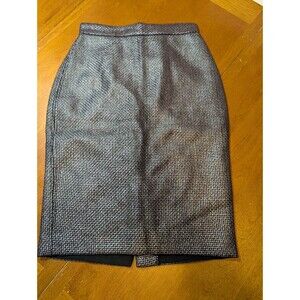 Banana Republic 0 Metallic Silver Pencil Skirt Basketweave Tweed Lined NWT
